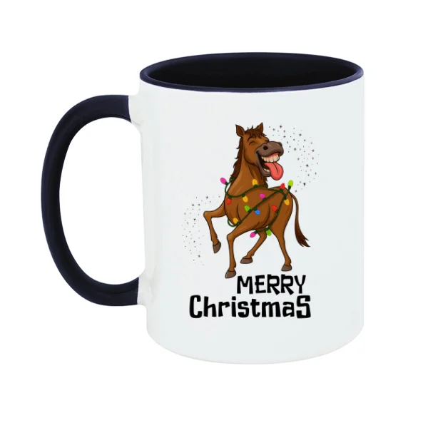 Чашка Merry Christmas конь и гирлянда