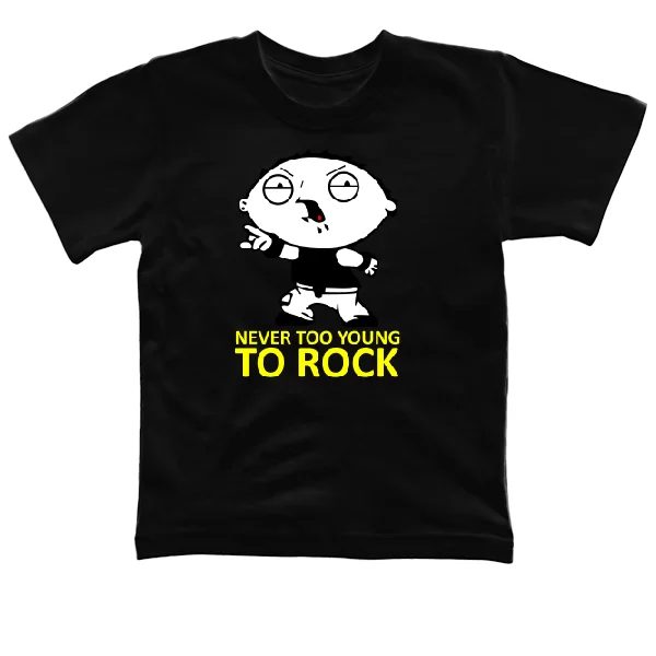 Детская футболка Never too young to rock