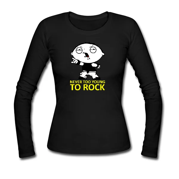 Женский лонгслив Never too young to rock