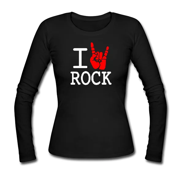 Женский лонгслив с надписью люблю Rock