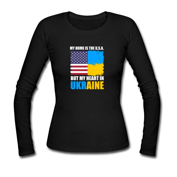 Женский лонгслив Мой дом USA но сердце в Украине