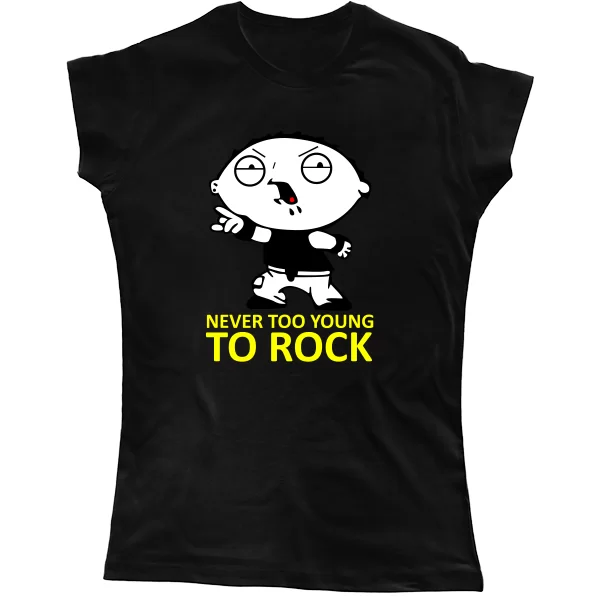 Женская футболка Never too young to rock
