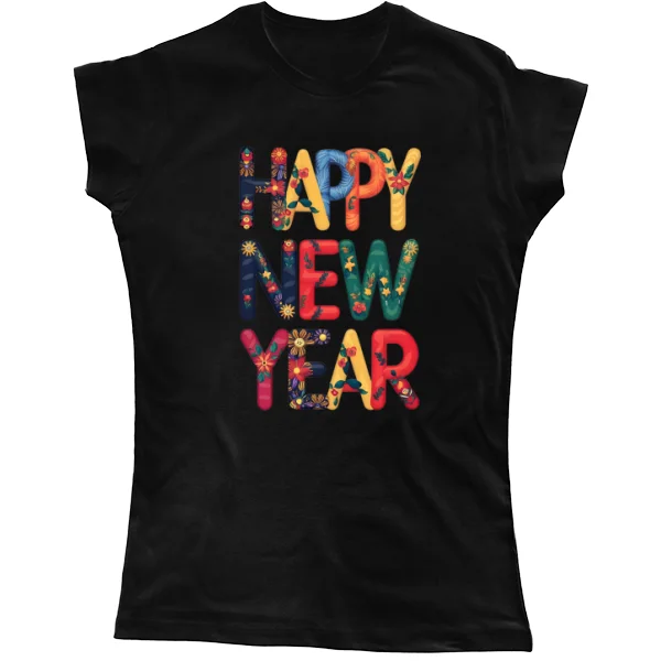 Женская футболка Happy New Year надпись
