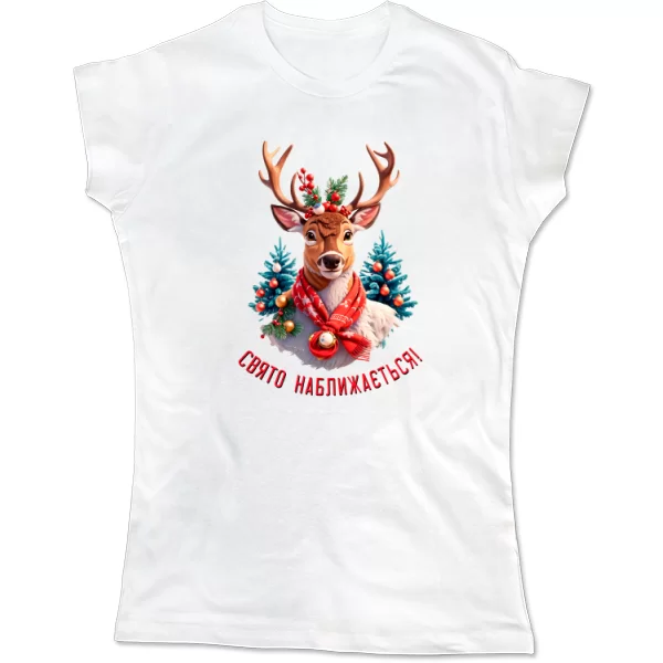 Женская футболка Новогодний олень (2377)