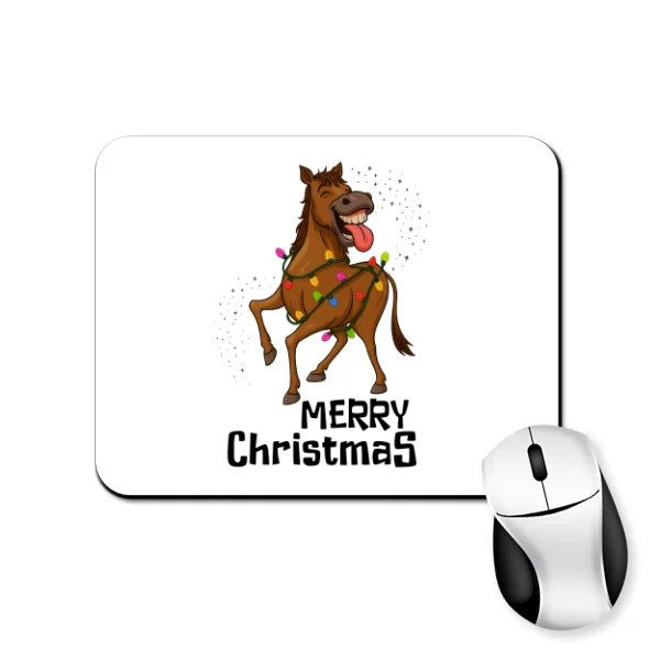 Коврик для мыши Merry Christmas конь и гирлянда