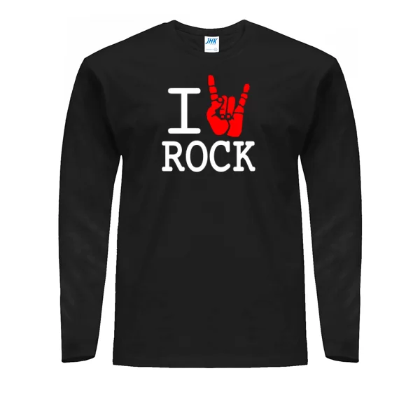 Мужской лонгслив с надписью люблю Rock