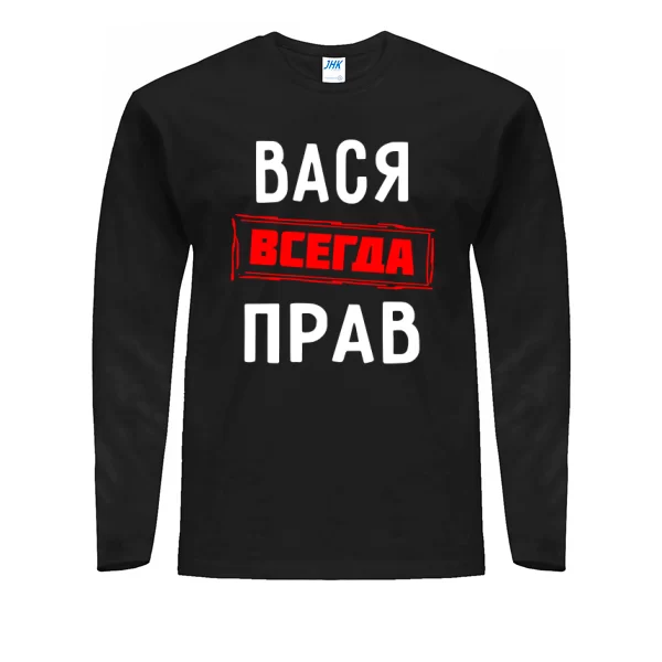 Мужской лонгслив Вася всегда прав