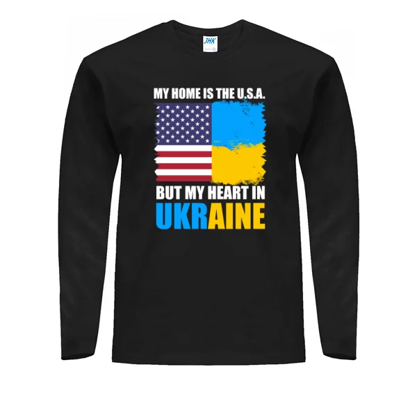 Мужской лонгслив Мой дом USA но сердце в Украине