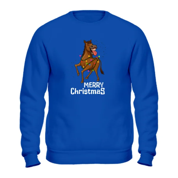 Свитшот Merry Christmas конь и гирлянда