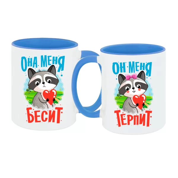 Парные чашки Она меня бесит Он терпит 4257