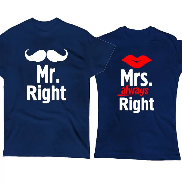 Парные футболки Mr Right Mrs Always Right