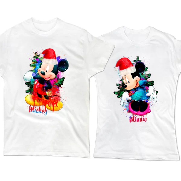 Парні футболки Новорічні Mickey та Minnie