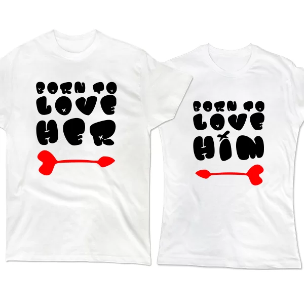 Парные футболки Born to love him her 4000