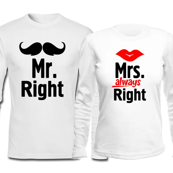 Парные лонгсливы Mr Right Mrs Always Right 4107