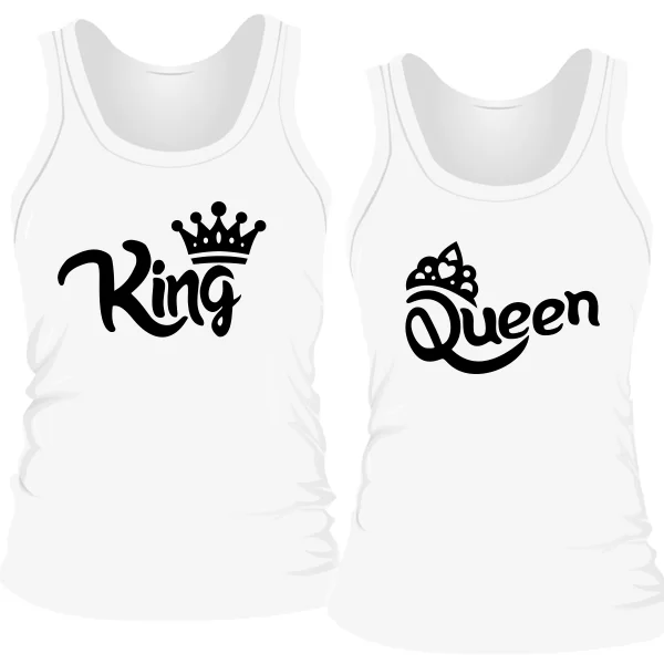 Парные майки Надпись King Queen