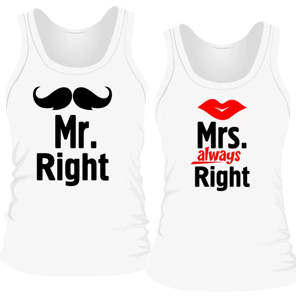 Парные майки Mr Right Mrs Always Right