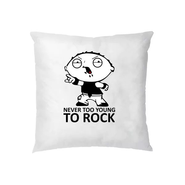 Подушка Never too young to rock